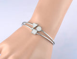 Roman Numerals Geometry Rhinestone Cuff Bangle Bracelet