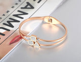 Roman Numerals Geometry Rhinestone Cuff Bangle Bracelet