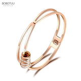 Romantic Stainless Steel Cubic Zirconia Cuff Bangles