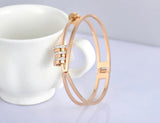 Romantic Stainless Steel Cubic Zirconia Cuff Bangles