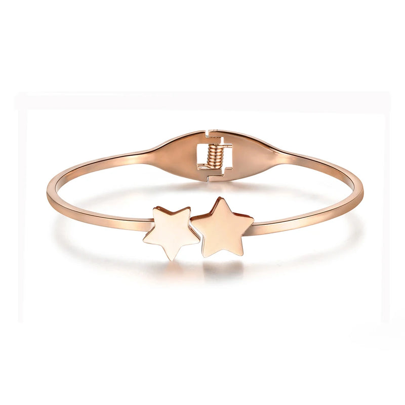 Double Star Cuff Bracelet Titanium Steel BB18044