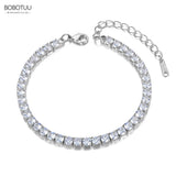 Sparkling CZ Crystal Bracelet Bangle Stainless Steel Bohemia Beach BB2
