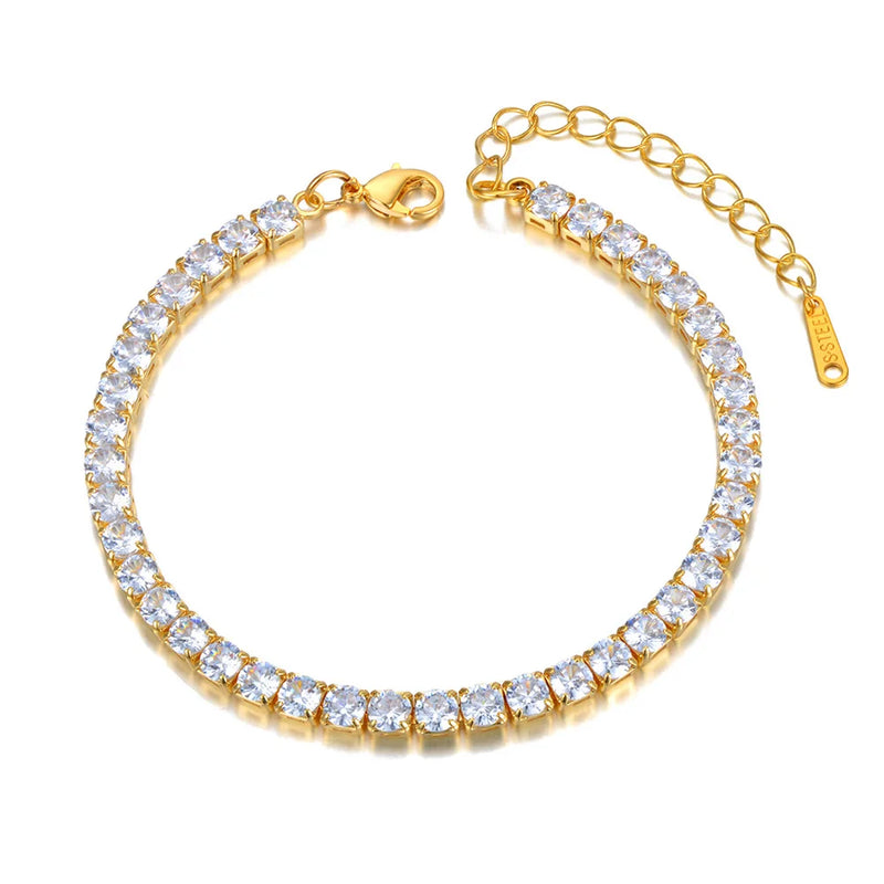 Sparkling CZ Crystal Bracelet Bangle Stainless Steel Bohemia Beach BB2