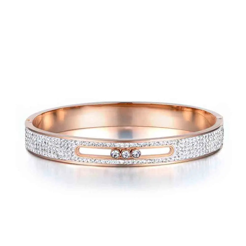 Sparkling Rhinestone Bangles for Women CZ Crystal Wedding Bangle