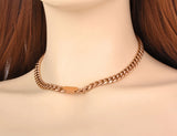 Stainless Steel Geometric Charm Pendant Necklace Hip-hop Big Link Chain