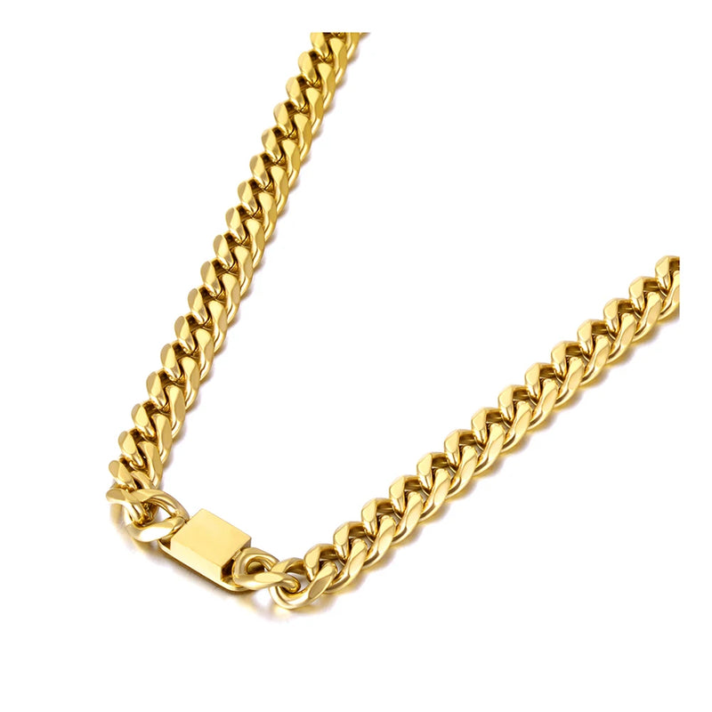 Stainless Steel Geometric Charm Pendant Necklace Hip-hop Big Link Chain