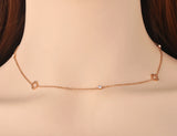 Hollow Flower Charm Choker Necklace Rose CZ Crystal Pendant