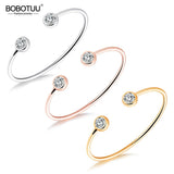 Rose Gold/Gold/Silver Open Women Bangles Classic Wedding Cuff Bracelets