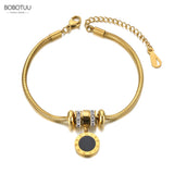 Stainless Steel Zirconia Charm Bracelet Roman Numeral Chain Link Bohemia BB21067