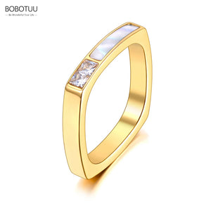 Titanium Stainless Steel CZ Rings 18K Plated Bohemi