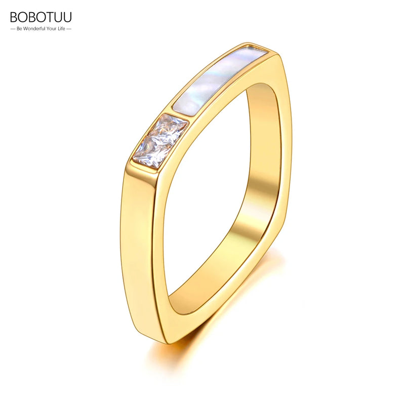 Titanium Stainless Steel CZ Rings 18K Plated Bohemi