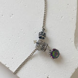 S925 Silver Crown Purple Necklace Sweater Chain