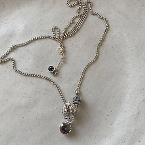 S925 Silver Crown Purple Necklace Sweater Chain
