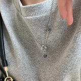 S925 Silver Crown Purple Necklace Sweater Chain