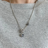 S925 Silver Crown Purple Necklace Sweater Chain