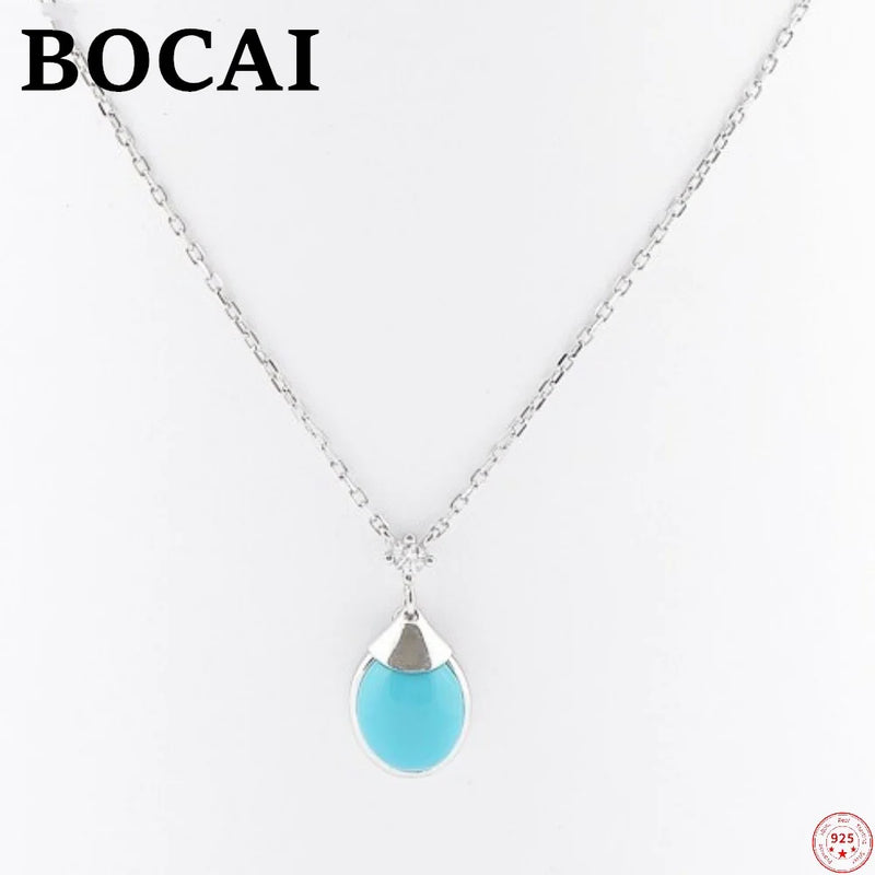 S925 Silver Turquoise Drop Necklace for Women