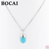 S925 Silver Turquoise Drop Necklace for Women