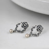 Real S925 Pure Silver Retro Thai Silver Earrings for Women