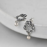 Real S925 Pure Silver Retro Thai Silver Earrings for Women