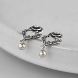 Real S925 Pure Silver Retro Thai Silver Earrings for Women