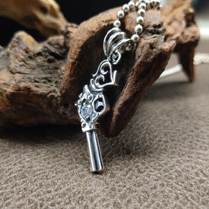 Vintage S925 Silver Man Pendant Retro Pistol Element Pendant
