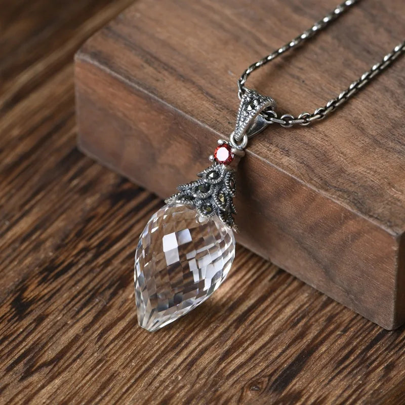 S925 Silver Woman's Pendant with Marxite Crystal