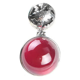 S925 Silver Retro Ball Red Corundum Pendant for Women