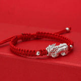 BOCAI 999 Silver Pixiu Red String Bracelet for Couples