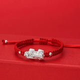 BOCAI 999 Silver Pixiu Red String Bracelet for Couples