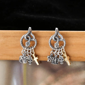 S925 Silver Snake Tassel Pendant Men's Earrings