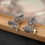 S925 Silver Snake Tassel Pendant Men's Earrings