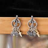 S925 Silver Snake Tassel Pendant Men's Earrings