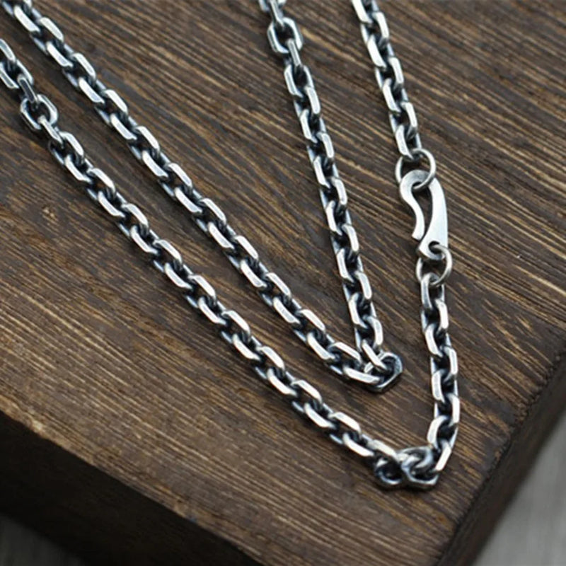 S925 Silver Men Necklace Cross Long Sweater Chain Taikoo Chain