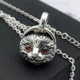 100% Pure S925 Silver Cat & Woman Pendant Hip-Hop Couple Gift