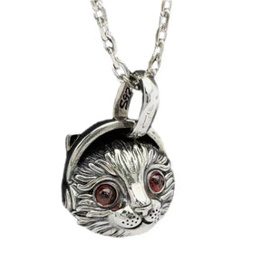 100% Pure S925 Silver Cat & Woman Pendant Hip-Hop Couple Gift