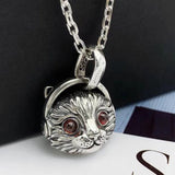 100% Pure S925 Silver Cat & Woman Pendant Hip-Hop Couple Gift