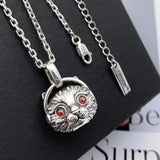 100% Pure S925 Silver Cat & Woman Pendant Hip-Hop Couple Gift