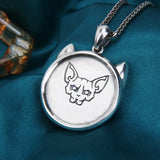 s925 Silver Hairless Cat / Pharaoh Cat Silver Coin Necklace Pendant