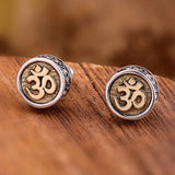 S925 Pure Silver Acalanatha Sanskrit Man Earring