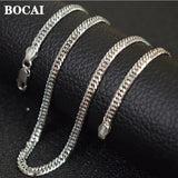S925 Pure Silver Car Flower Double Buckle Thick Man Necklace