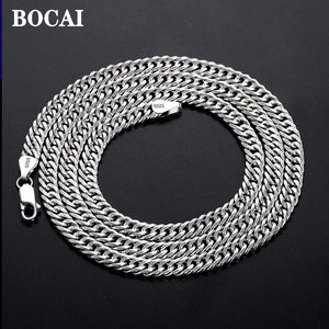 Real S925 Silver Car Flower Double Buckle Thick Necklace