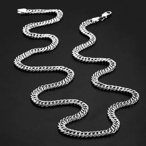 Real S925 Silver Car Flower Double Buckle Thick Necklace