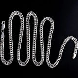 Real S925 Silver Car Flower Double Buckle Thick Necklace