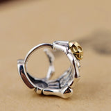 S925 Silver Skull Hands Men's Earrings Retro Punk Style