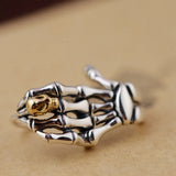 S925 Silver Skull Hands Men's Earrings Retro Punk Style