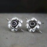 S925 Silver Rose Earrings for Women - Sterling Small Flowers