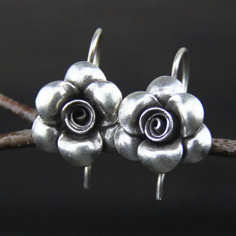 S925 Silver Rose Earrings for Women - Sterling Small Flowers
