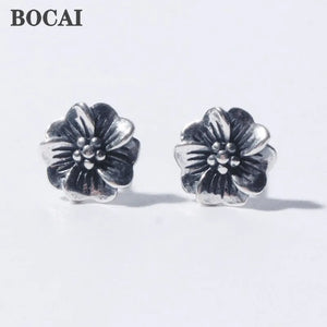 Vintage Silver Floral Earrings for Women