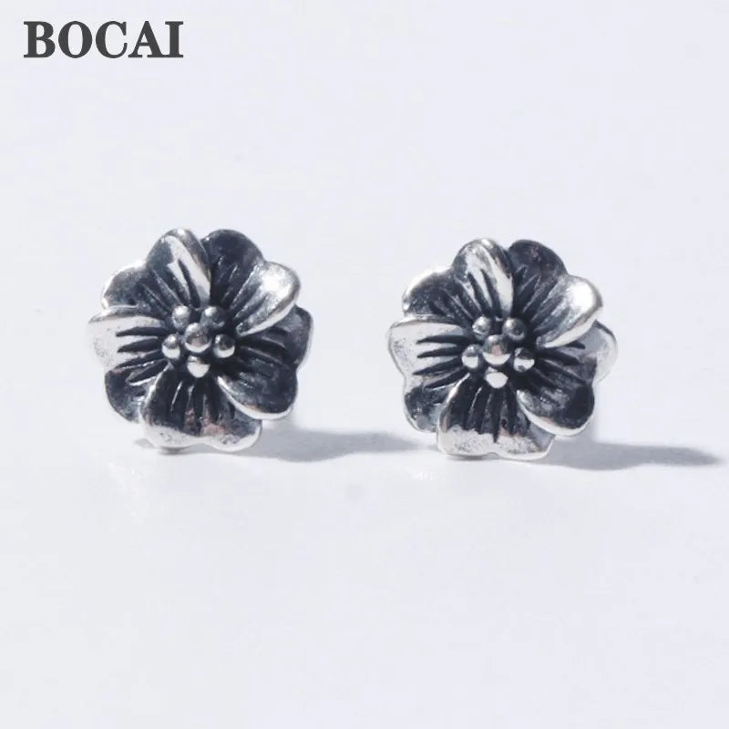 Vintage Silver Floral Earrings for Women