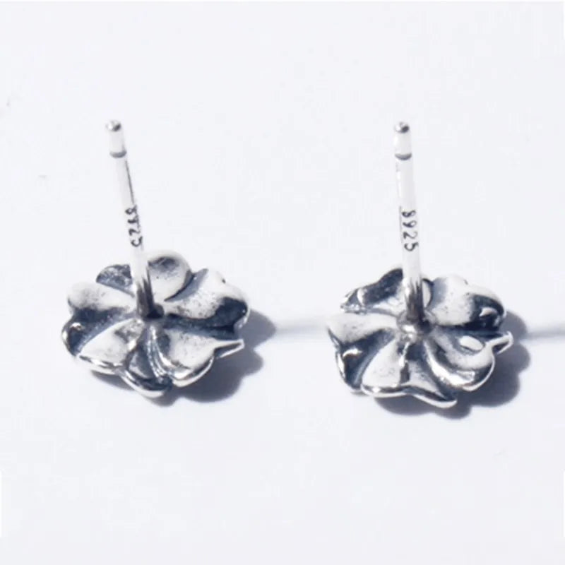 Vintage Silver Floral Earrings for Women